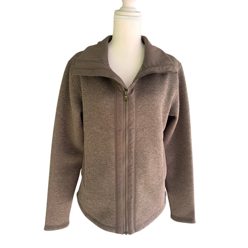 Simms Fishing Harbor Fleece Jacket Women's Medium Brown Full Zip Textured